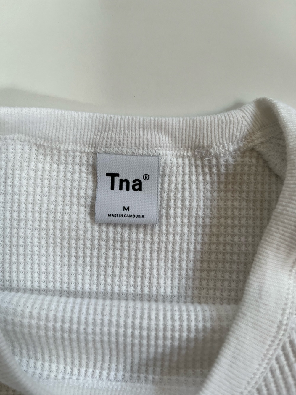 Aritzia TNA Ivory White Boyfriend Waffle Raglan Long Sleeve Relaxed Pullover - Picture 11 of 13